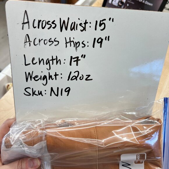 Halogen Leather Mini Skirt With Zipper Pockets Camel Tan Color Size 4P - Picture 9 of 9